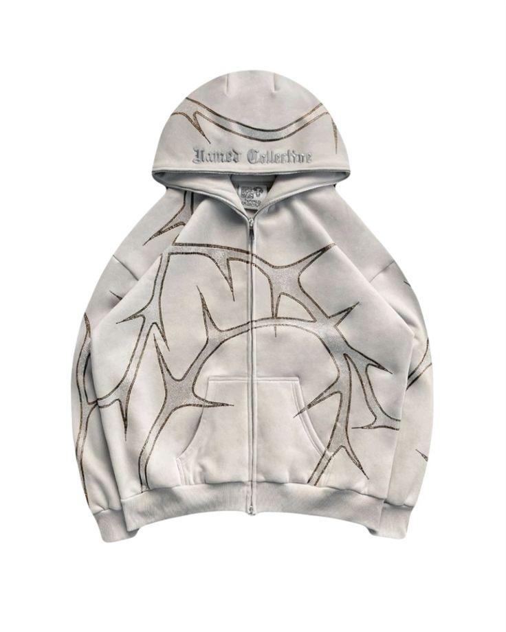 Y2k Thorn Rhinestone Zip Diamond Hoodie