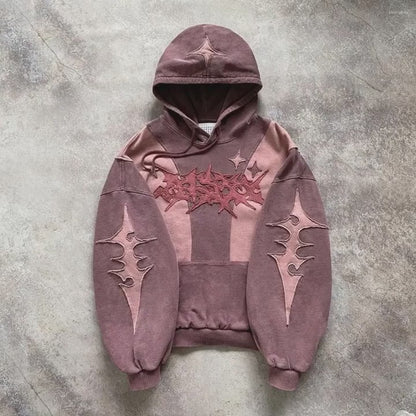 Emborided Distress Hoodie